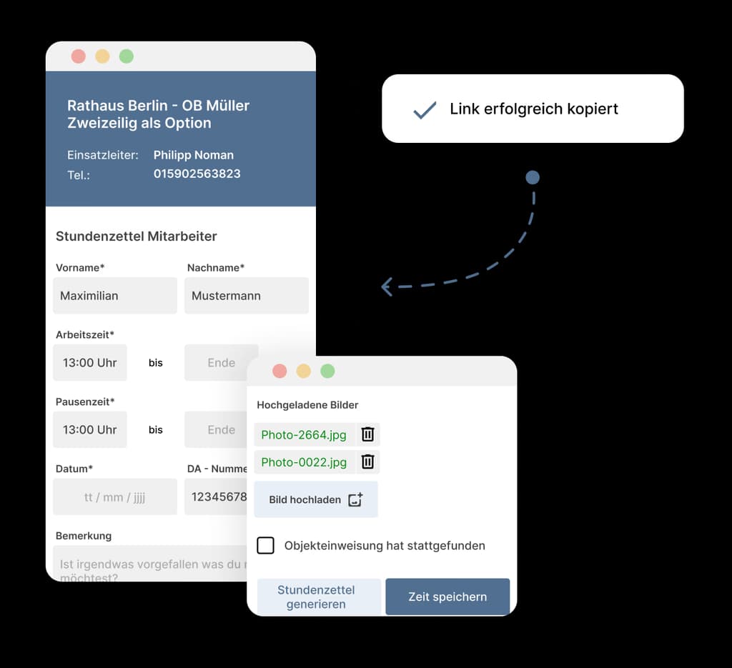 Link mit Mitarbeitern teilen