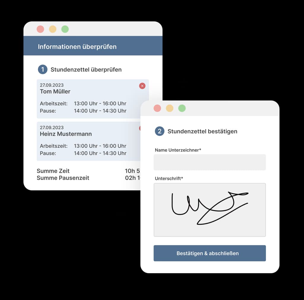Zeitaufstellung anzeigen